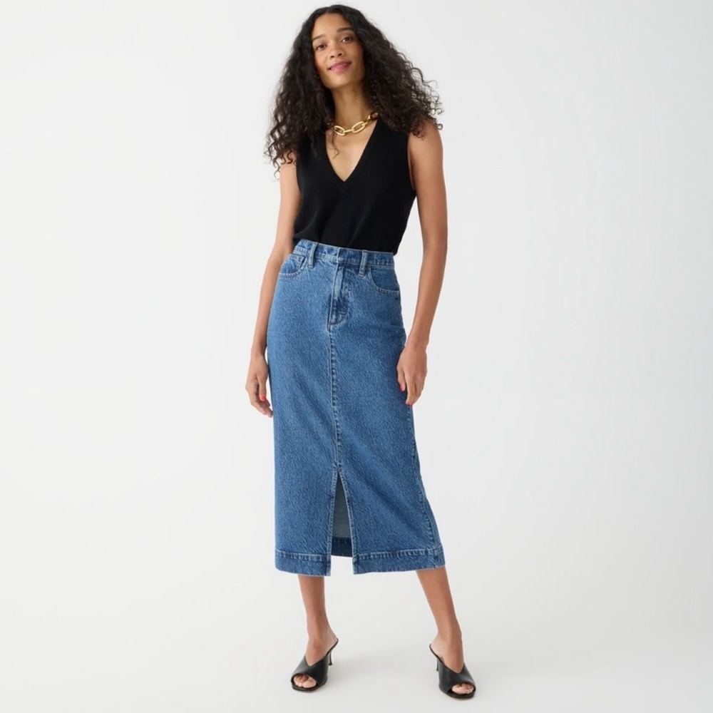 J. Crew Midi denim skirt